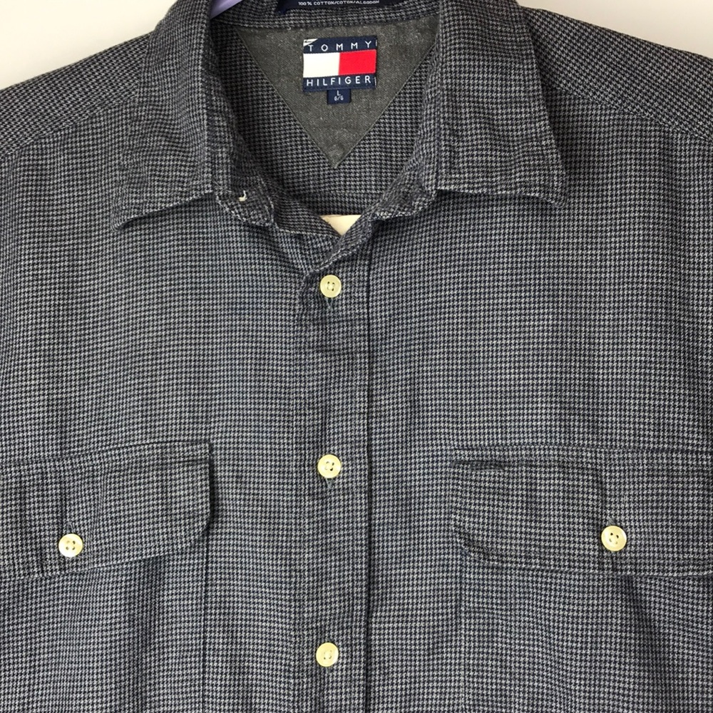 Hilfiger Large Navy/Gray Button Front Shirt